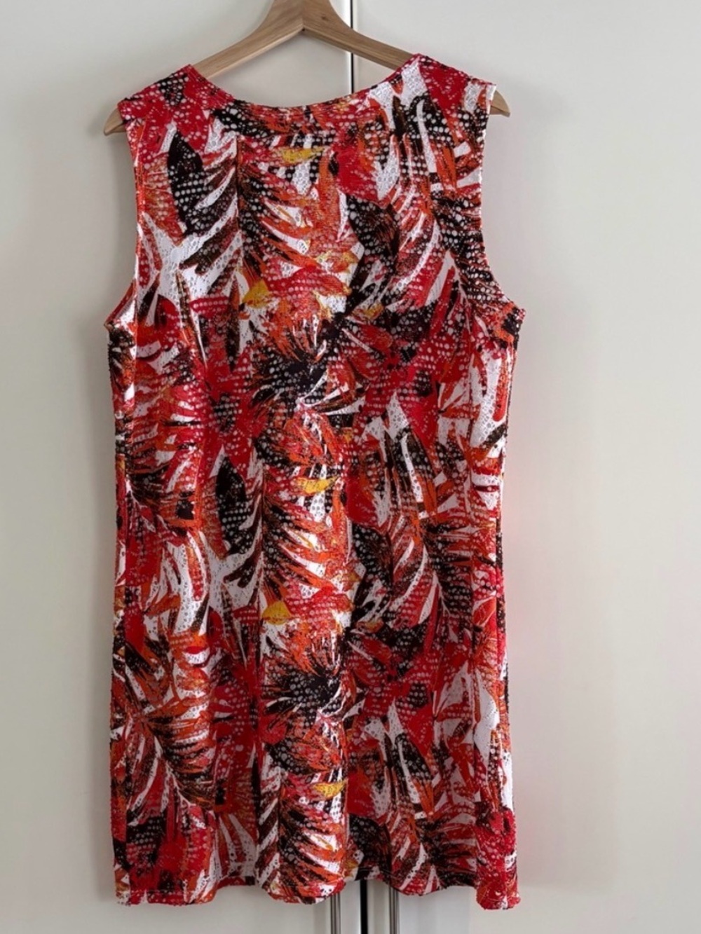 Tropical Print Tank Dress XL Red Vacation Resort Summer - Picture 2 of 5